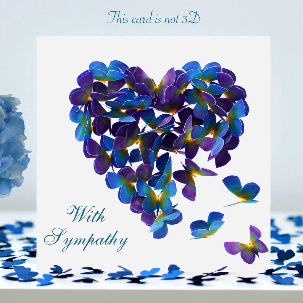 With Sympathy Forget Me Not Butterflies Heart Card, 1 of 8