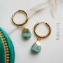 Raw Emerald Hoop Earrings, thumbnail 1 of 10