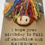 Rainbow Highland Cow Crochet Birthday Card Handmade Sunshine, thumbnail 3 of 6