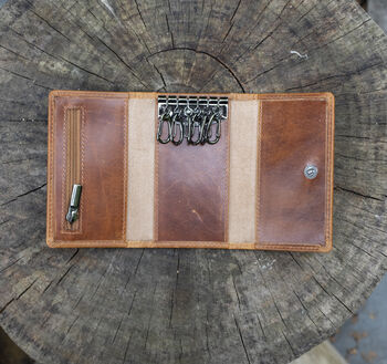 Personalised Luxury Tan Leather Key Holder Wallet Gift Boxed, 5 of 7
