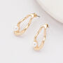 Gold Colour Irregular Hoop And Pearl Earrings, thumbnail 1 of 3