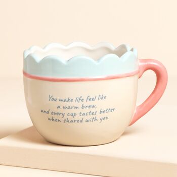 Cream Ceramic Scallop Edge Bow Nana Mug, 2 of 3