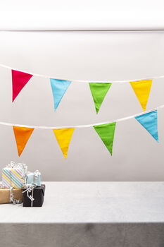 Washable Cotton Rainbow Coloured Bunting 14 Flags, 2 of 5
