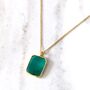 'The Rectangle' Green Onyx Gold Plated Necklace, thumbnail 2 of 7