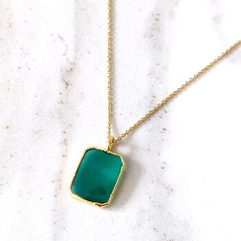 'The Rectangle' Green Onyx Gold Plated Necklace, 2 of 7