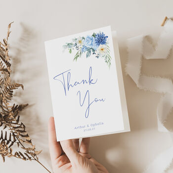 Wedding Thank You Cards Blue Floral, 2 of 6