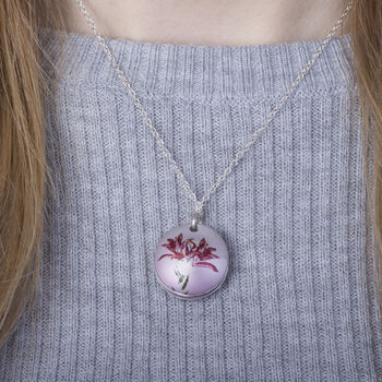 May Birth Flower Lily Photo Locket Gift Necklace, 3 of 5