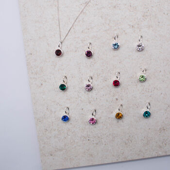 925 Sterling Silver Swarovski Birthstone Necklace, 2 of 4