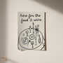Here For The Food And Wine Illustrated Wall Art Print, thumbnail 4 of 11