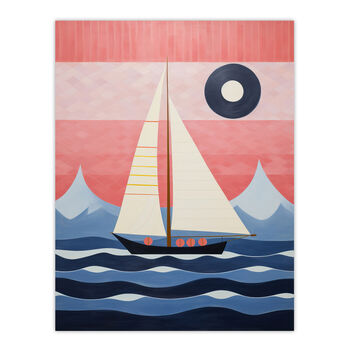 Setting Sail Geometric Sea Pink Blue Wall Art Print, 6 of 6