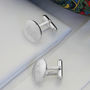 Domed Oval Sterling Silver Hinged Cufflinks, thumbnail 6 of 8