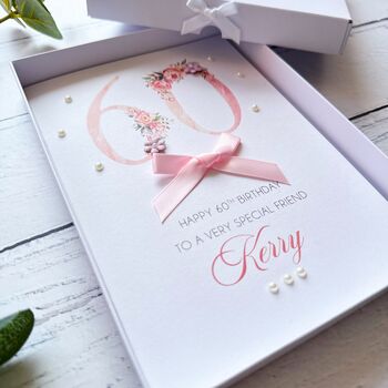 Personalised 60th Birthday Card In Pink, 4 of 12