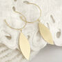 Large Leaf Gold Plated Brass Statement Hoops, thumbnail 1 of 5