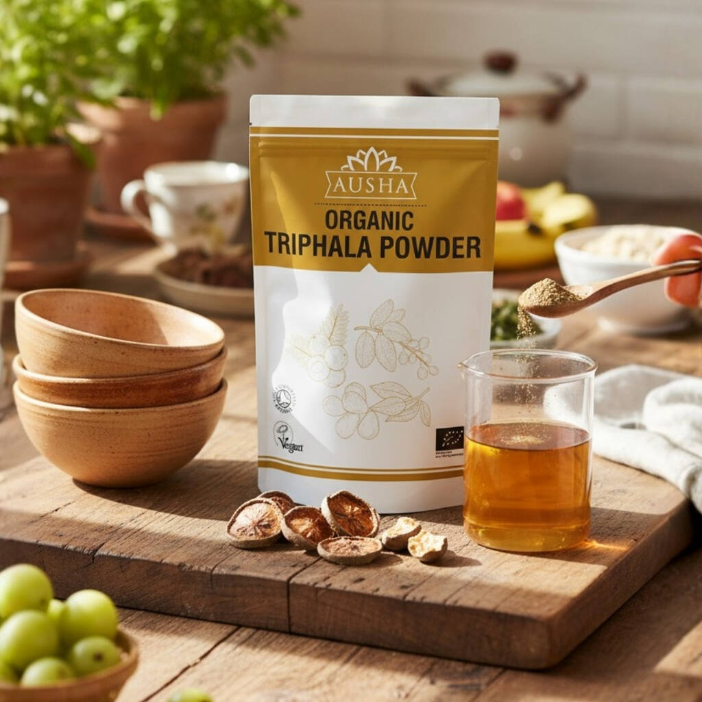 Ausha Organic Triphala Powder 100g Gut Health Digestion UK Certified Organic By Soil Association, 1 of 11