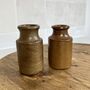 Pair Of Vintage Brown Stoneware Ink Bottles, thumbnail 1 of 5