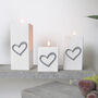 Winter White Wooden Tea Light Holders Grey Heart Design, thumbnail 3 of 6