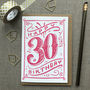 30th Birthday 30th Card Pink Chalk, thumbnail 1 of 2