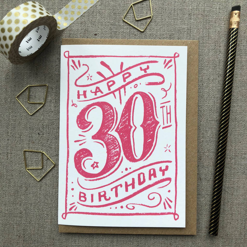 30th Birthday 30th Card Pink Chalk By Have a Gander