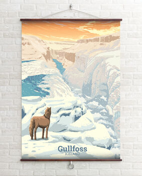 Gullfoss Waterfall Iceland Travel Poster Art Print, 2 of 6