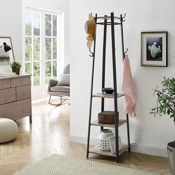 Coat Stand Coat Rack Coat Tree With Hooks And Shelves, 2 of 8
