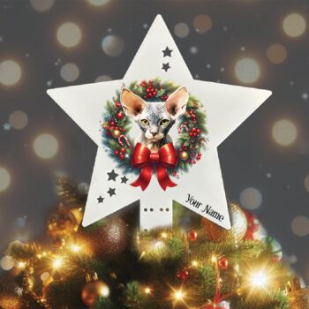 Personalised Tree Topper Cat Christmas Wreath. 20 Different Breeds, 11 of 12