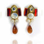 Red Crystal, Chalcedony And Baroque Pearl Earrings, thumbnail 2 of 2