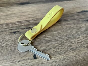 Personalised Embossed Yellow Leather Keyring, 2 of 12