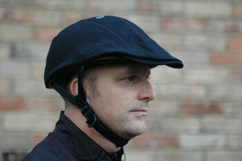 Black Twill Cap Cycle Helmet And Cover Unisex, 2 of 6