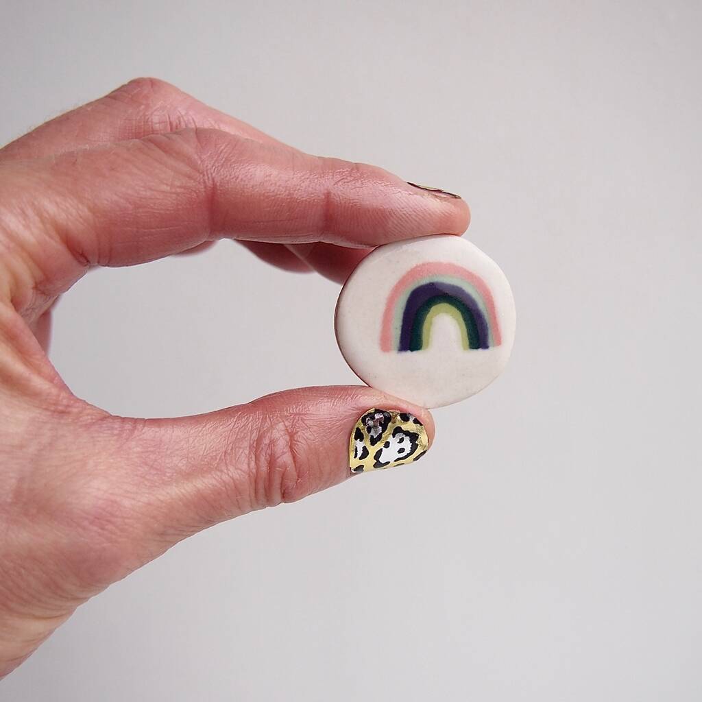 Handmade Ceramic Rainbow Pin Jewellery Badge, 1 of 8