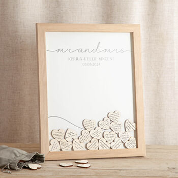 Minimal Script Foiled Wedding Drop Top Frame Guest Book, 5 of 6