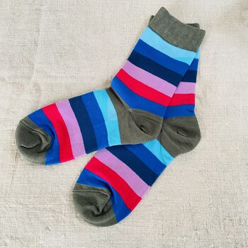 Pair Of Eco Friendly Stripy Ladies Socks ~ Boxed, 6 of 6