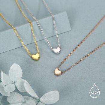 Minimalist Tiny Heart Pendant Necklace In Sterling Silver, 6 of 12