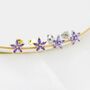 Amethyst Purple Cz Flower Stud Earrings Sterling Silver, thumbnail 3 of 12