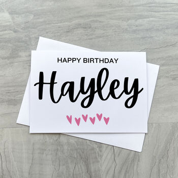 Large Print Personalised Love Heart Birthday Card, 4 of 5