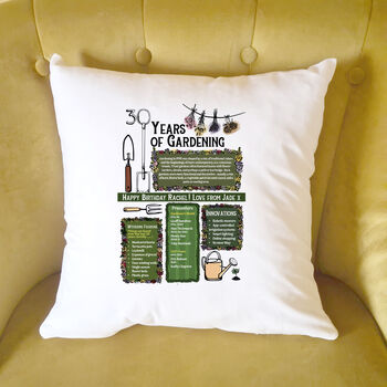 30 Years Of Gardening 30th Birthday Gift Cushion, 5 of 6
