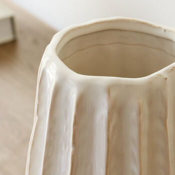 Natural And White Ribbed Vase, 3 of 3