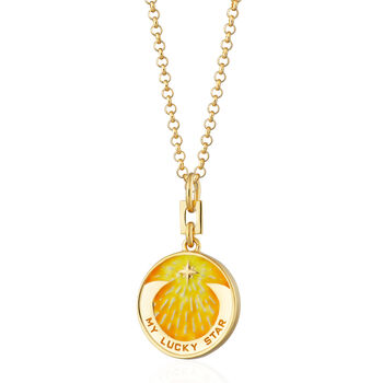 My Lucky Star Yellow Enamel Coin Necklace, 9 of 10