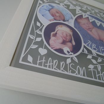 Personalised Baby Birth Details Photo Papercut, 2 of 5