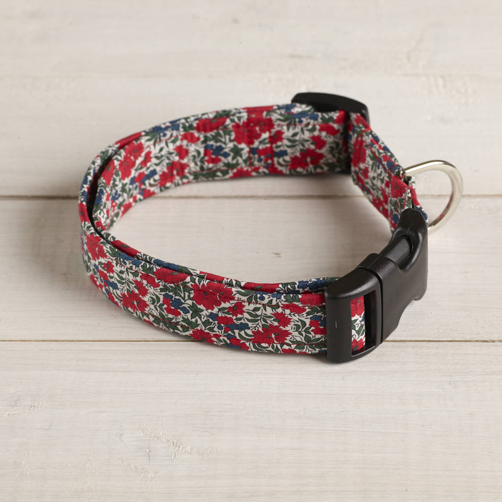 Cloth Dog Collars
 winifred liberty fabric dog collar by the spotted dog pany