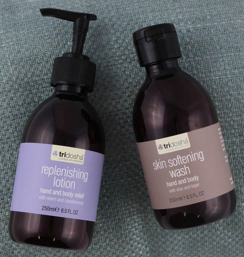 glowing skin hand wash and body lotion set by tridosha