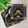 Deco Elegance In Blue Set Of Four Pu Leather Coasters, thumbnail 3 of 8