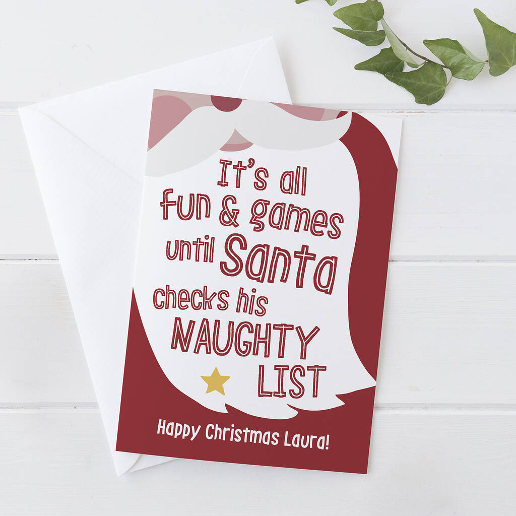 Naughty List Personalised Christmas Card By Wink Design