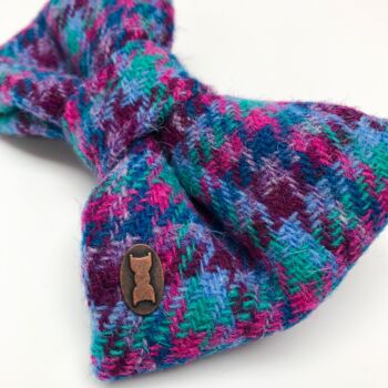 Sabini Purple Harris Tweed Dog Bow Tie, 7 of 7