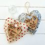 40th Birthday Fabric Heart With Oak Message, thumbnail 3 of 7