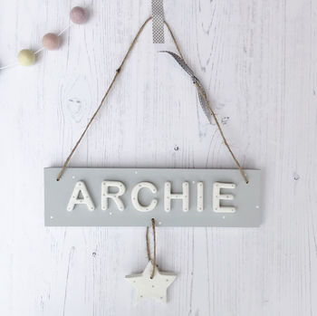 Personalised Name Sign Door Plaque With Star, 4 of 5
