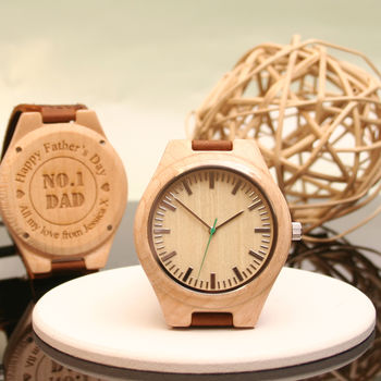 Personalised Wooden Wrist Watch For Dad, 3 of 4