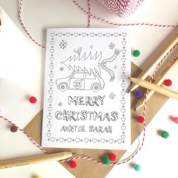 Colour In Personalised Christmas Card Festive Mini, 9 of 12