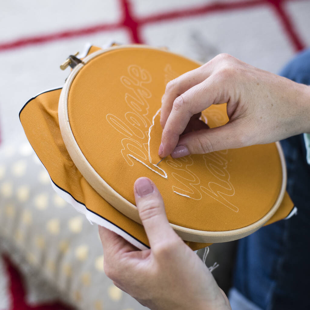 Please wash your hands embroidery hoop kit by cotton clara