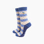 Embroidered Blue Tits Combed Cotton Socks In Blue, thumbnail 1 of 4