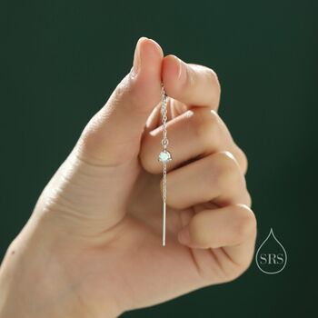 Aurora Cz Threader Earrings In Sterling Silver, 5 of 9